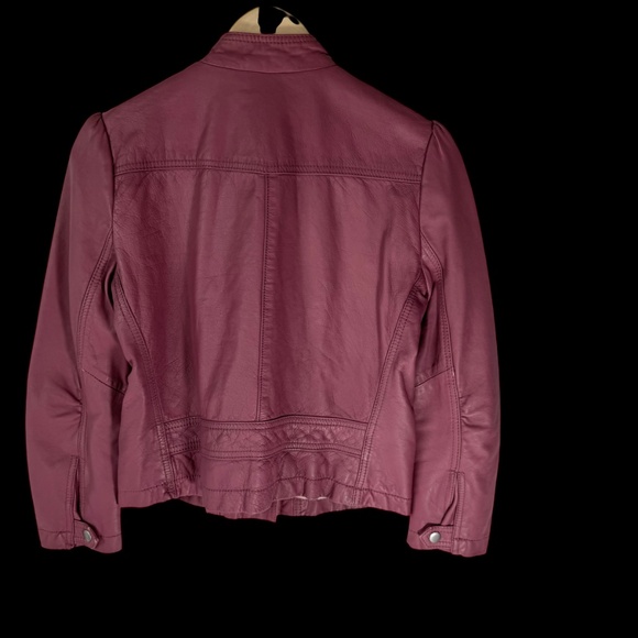 Rebecca Taylor Mauve Pink 100% Lamb Leather Moto Jacket Sz 2 - Picture 3 of 10